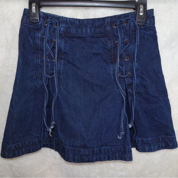 Free People Dresses & Skirts - Free People Lace Up Denim Mini Skirt